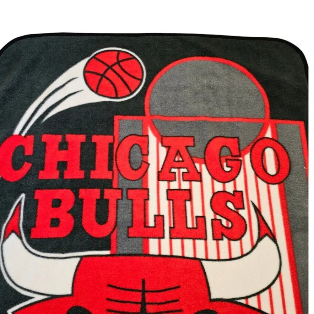 Chicago Bulls Blanket Retro 90s Thick Fleece Made In Spain ‎ 49x59